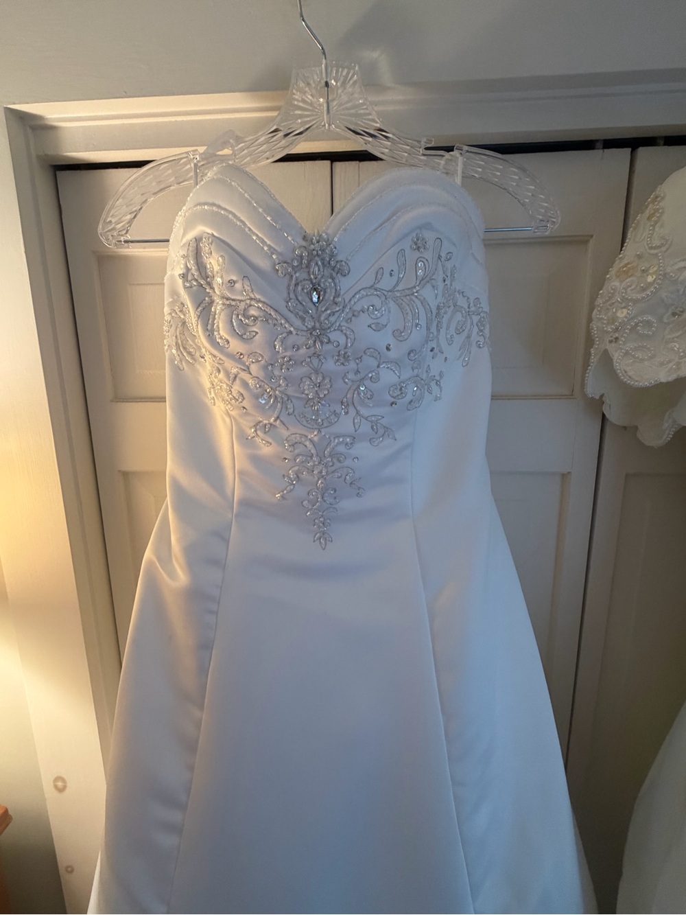 Mori Lee White Strapless Beaded Sweetheart A-Line Bridal Gown